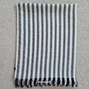 Eileen Fisher Woven Alpaca Wool Peru Black + White Stripe Scarf